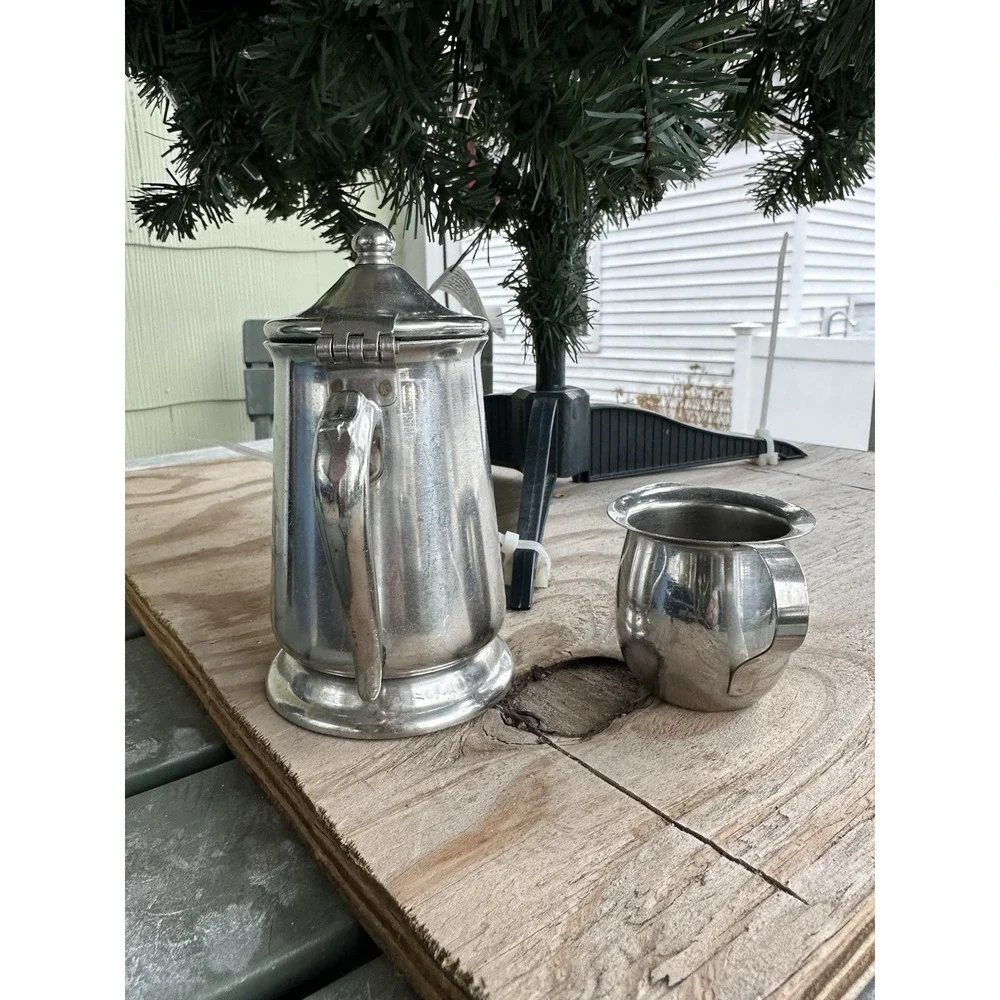 Vintage Vollrath‎ 46010 Yorkshire Stainless Steel Coffee Teapot And Creamer Set